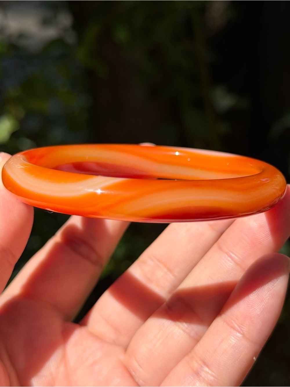 60mm inner diameter banded red orange carnelian bangle 1941